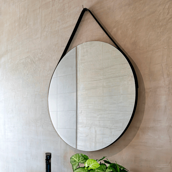 Espejo Circular Persa, Negro, con Marco Aglomerado Mdp 80 X2 Unidades