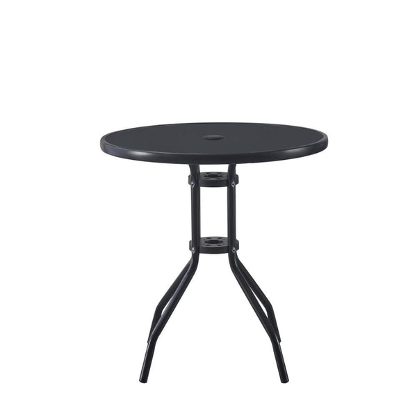 Combo Comedor Exterior Itaca, Negro, con Dos Sillas Ideal Para Espacios Reducidos