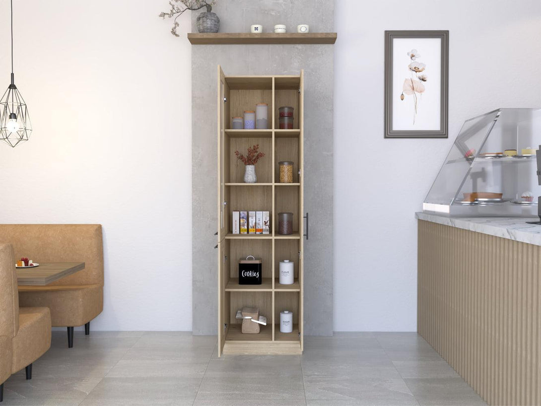 Mueble Multiusos Elica, Beige, con Entrepaños y Tres Puertas - VIRTUAL MUEBLES