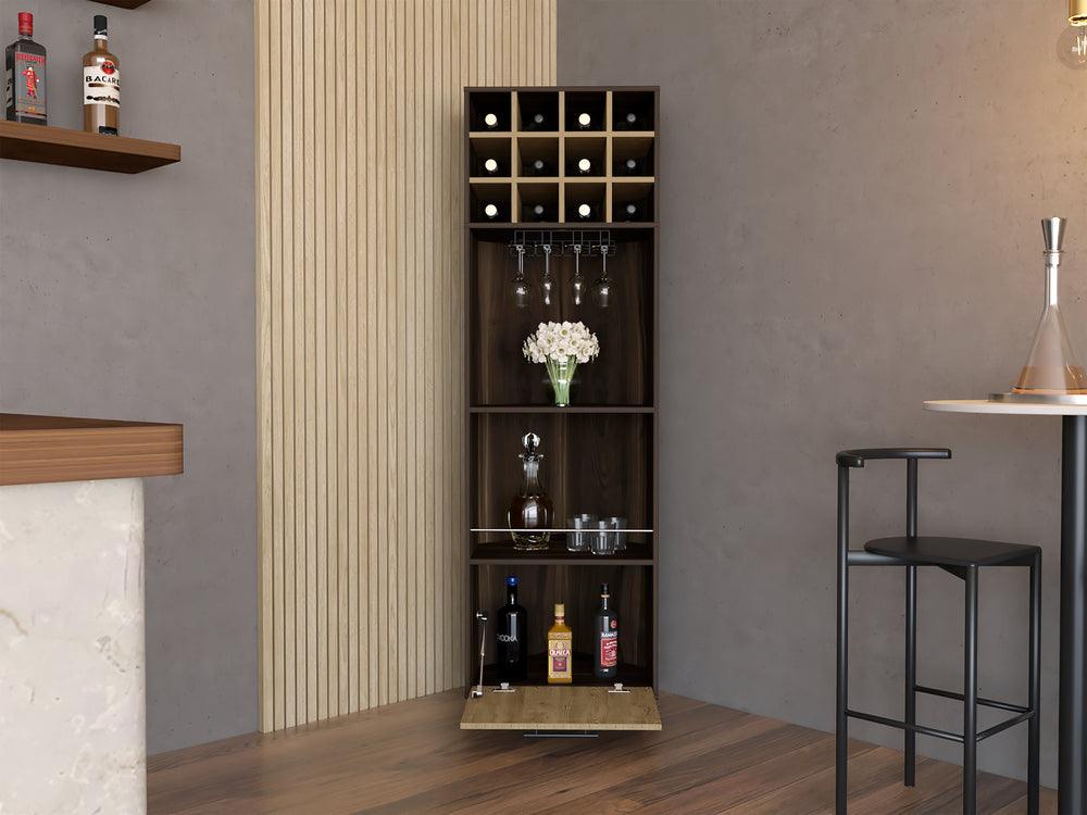 Mueble Multiusos Orus, Caoba y Miel, con Espacio Para Botellas y Porta Copas - VIRTUAL MUEBLES