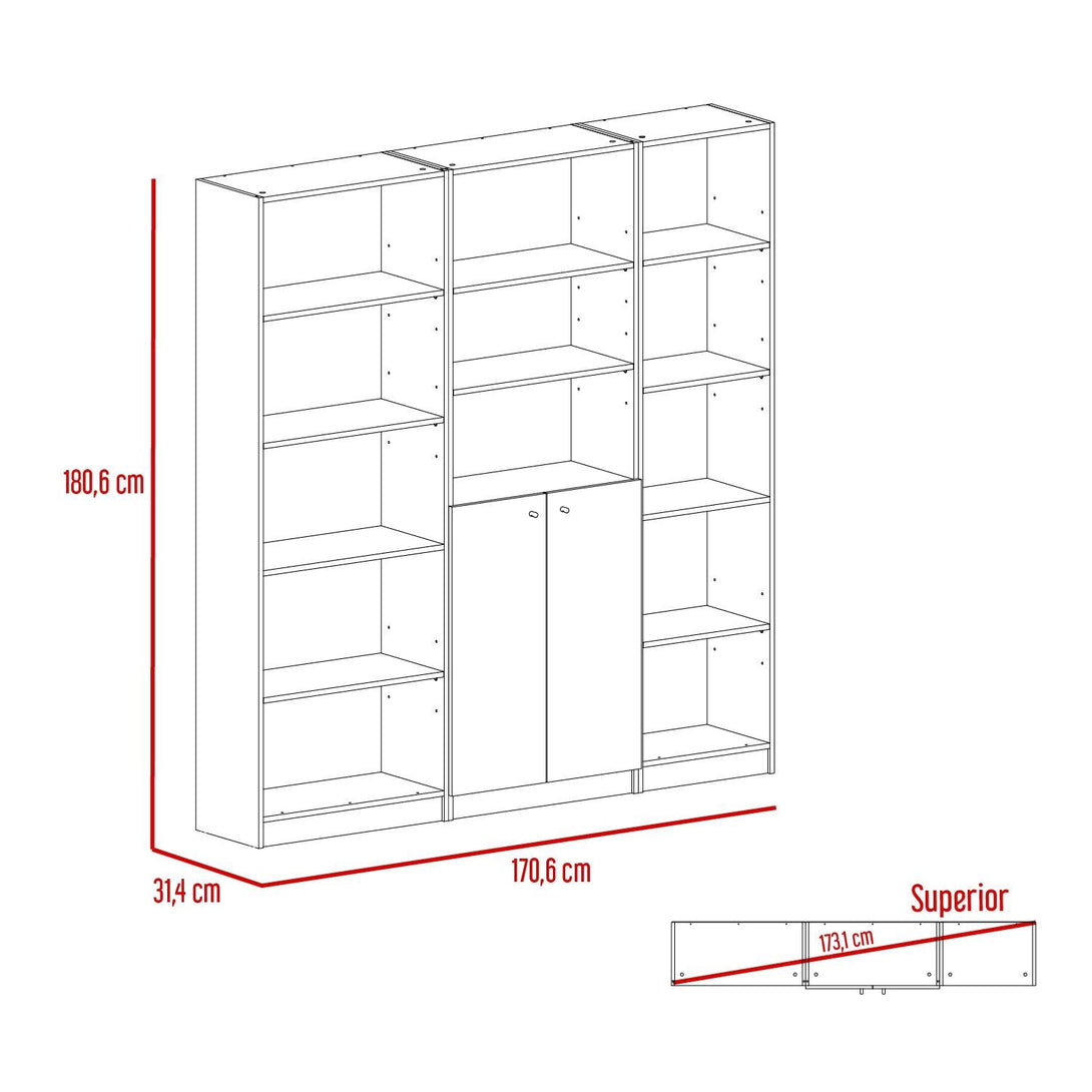 Combo de Bibliotecas Home, Wengue Incluye Tres Bibliotecas - VIRTUAL MUEBLES