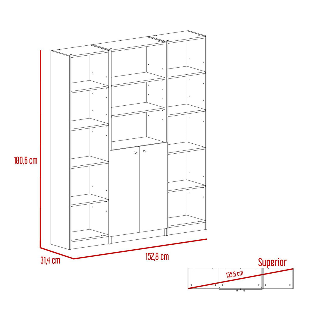 Combo de Bibliotecas Home, Wengue Incluye Tres Bibliotecas - VIRTUAL MUEBLES