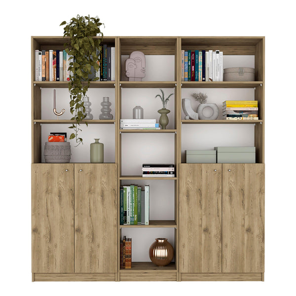Combo de Bibliotecas Home, Macadamia, Incluye Tres Bibliotecas - VIRTUAL MUEBLES