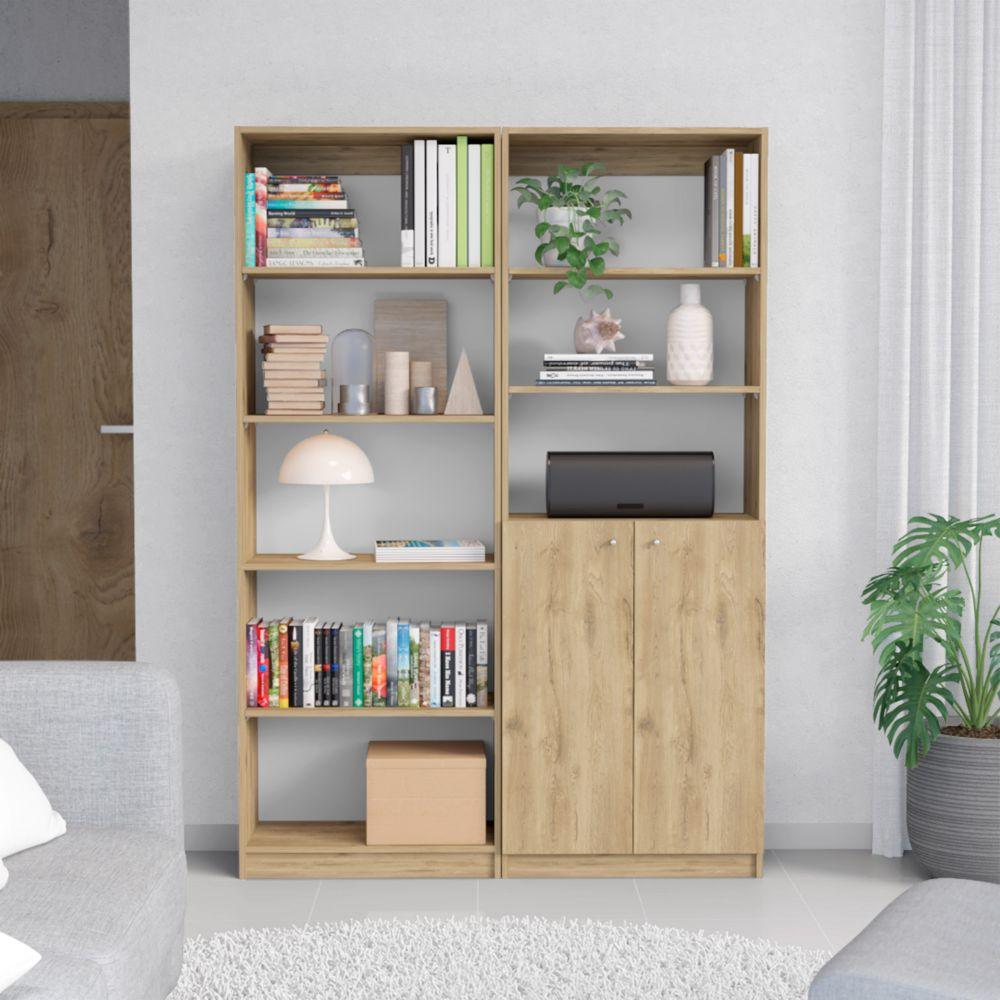 Combo de Bibliotecas Home, Macadamia, Incluye Dos Bibliotecas - VIRTUAL MUEBLES
