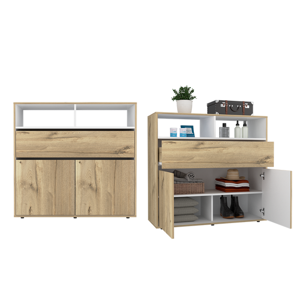 Organizador Pelty, Café Claro y Blanco, con dos puertas X2