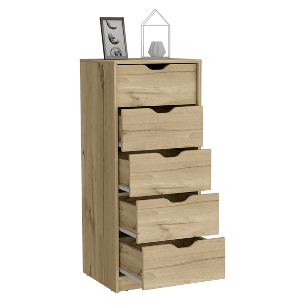 Organizador Brasilia, Café Claro y Blanco, con cinco cajones multiusos deslizables X2