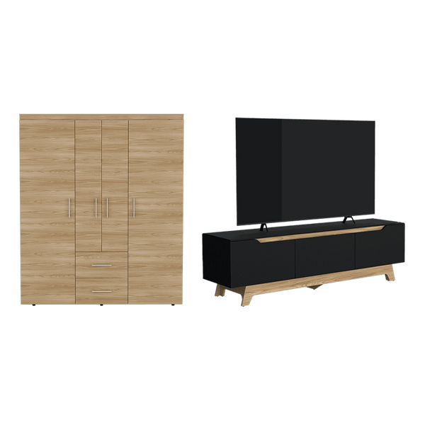 Combo Habitación Glock, Incluye Closet y Mesa Para TV