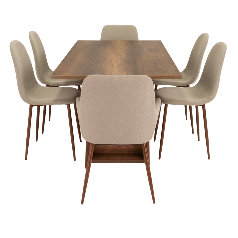 Combo Comedor Sonora, Cobre, Café Claro y Chocolate, Incluye Comedor y 6 Sillas - VIRTUAL MUEBLES