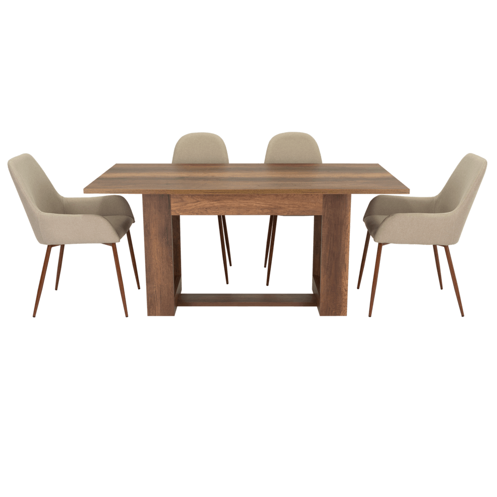 Combo Comedor Sonora, Cobre, Café Claro y Chocolate, Incluye Comedor y 6 Sillas - VIRTUAL MUEBLES