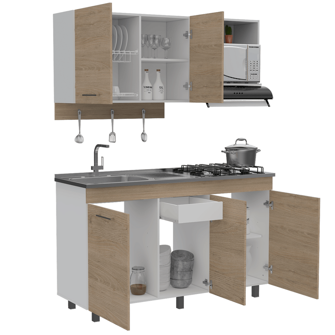 Cocina Integral Deneb color Beige y Blanco.