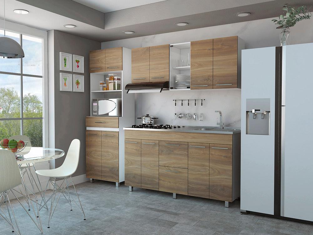 Combo para Cocina Almería, Incluye Cocina Integral y Mesa Auxiliar - VIRTUAL MUEBLES