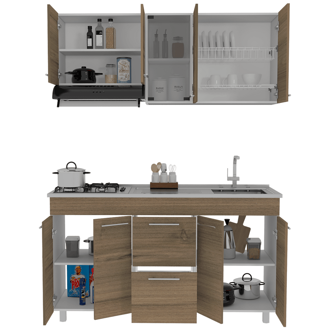 Combo para Cocina Almería, Incluye Cocina Integral y Mesa Auxiliar - VIRTUAL MUEBLES