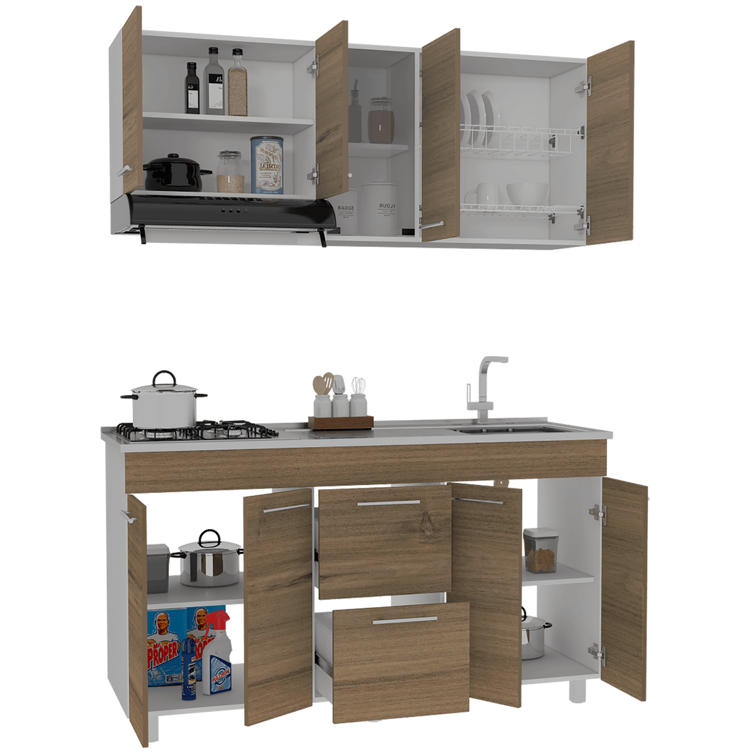 Combo para Cocina Almería, Incluye Cocina Integral y Mesa Auxiliar - VIRTUAL MUEBLES