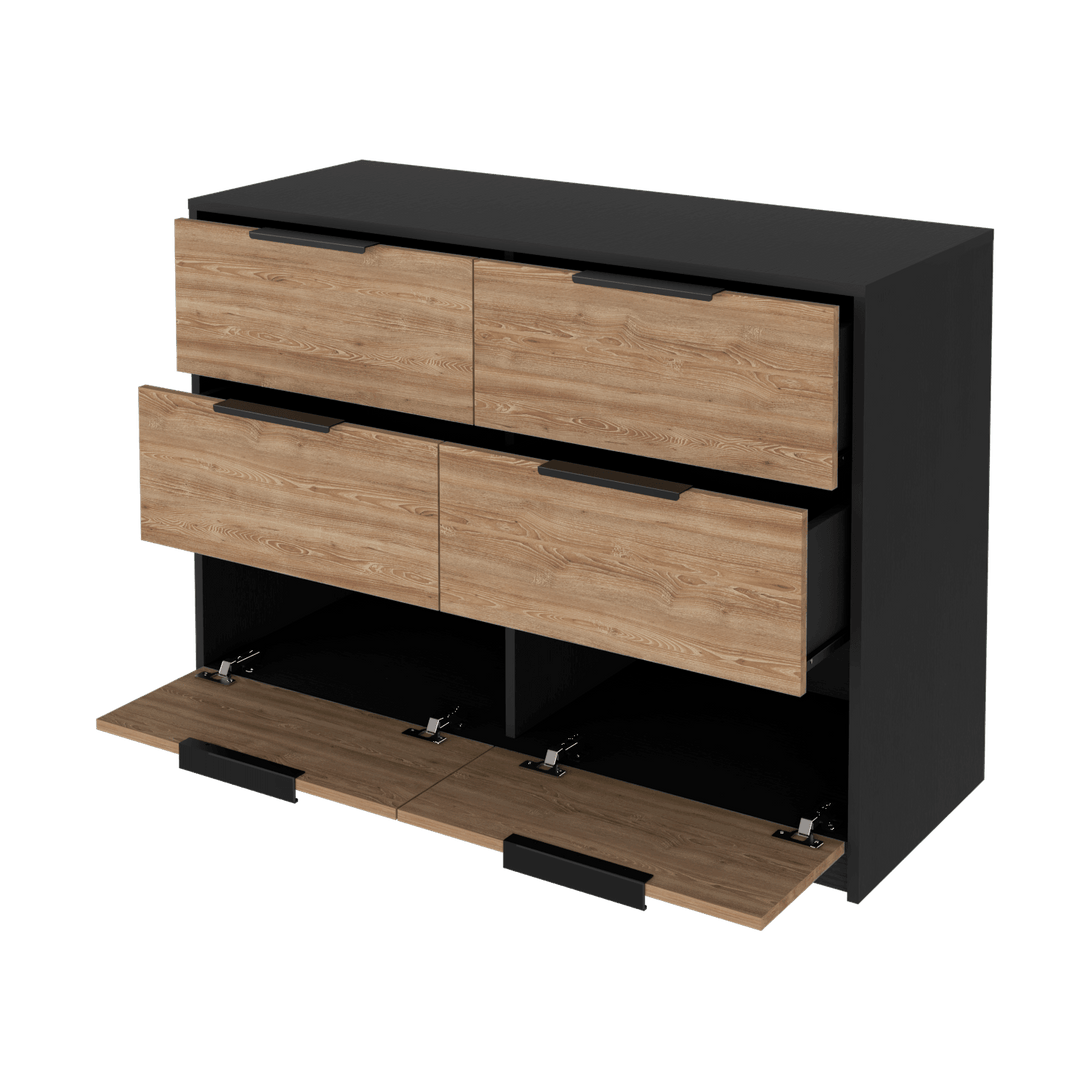 Organizador Wesley, Wengue y Miel, con Cuatro Cajones Organizadores y Dos Puertas Abatibles ZF - VIRTUAL MUEBLES