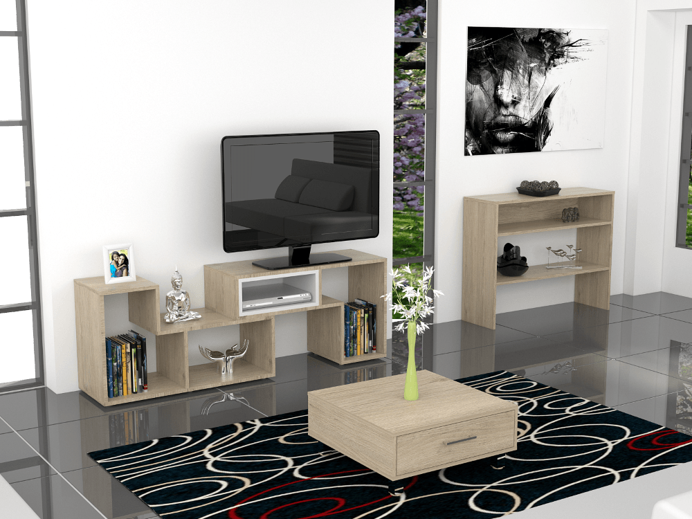 Combo Para Sala Toscana, Incluye Mesa Para Tv Mesa Auxiliar Y Mesa De Centro.