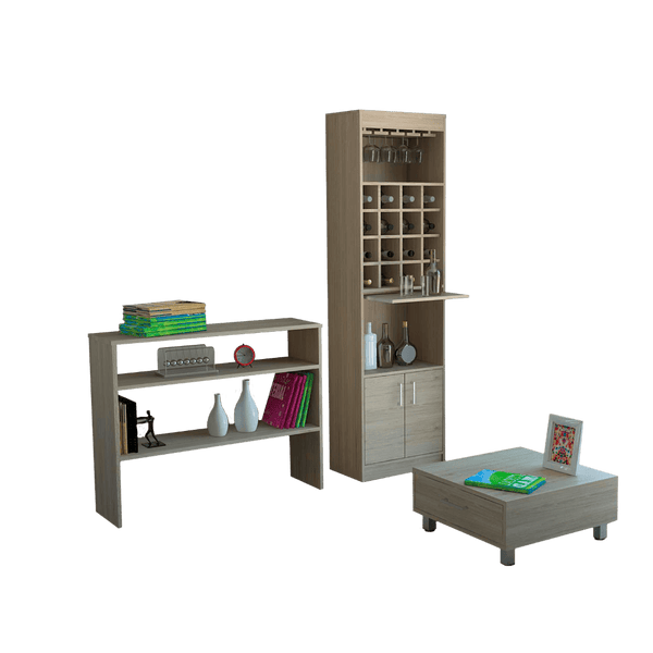 Combo Para Sala Azurita, Incluye Bar Mesa Auxiliar Y Mesa De Centro.