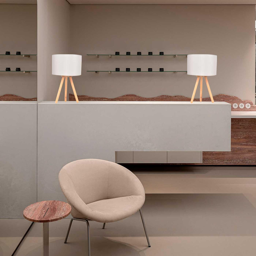 Lámpara de Mesa Ming, Blanco - VIRTUAL MUEBLES