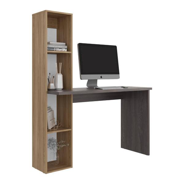 Escritorio Biblioteca Aston, Grafito y Fresno Europeo, con espacio para guardar objetos