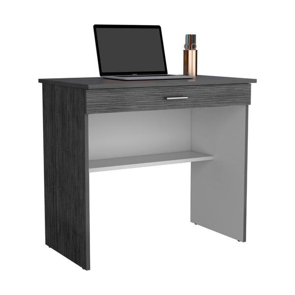 Escritorio 80 Cajon, Roble Gris y Blanco