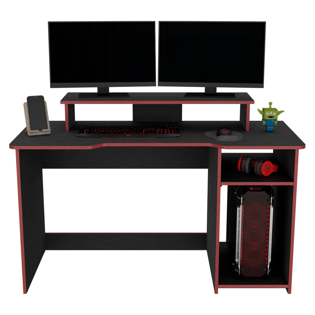 Combo Gamer , Wengue y Rojo, Incluye Escritorio y Silla Gamer - VIRTUAL MUEBLES
