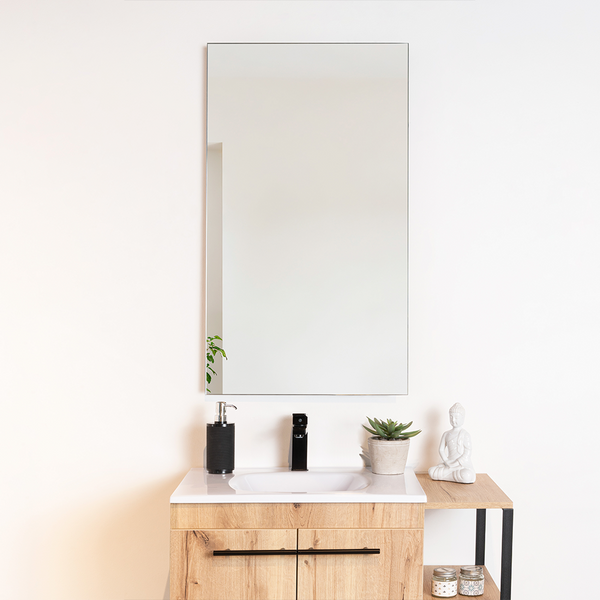 Espejo Rectangular Garda, Gris, Diseño Moderno