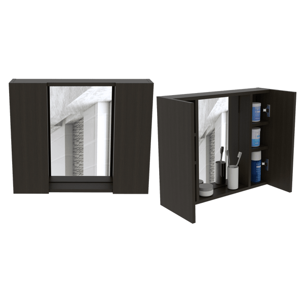 Gabinete de Baño kova,Chocolate, Incluye Espejo y Entrepaños X2