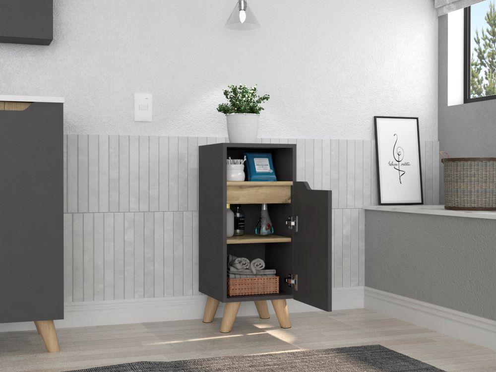 Gabinete De Baño Vicent color Plata Oscuro Y Cafe Claro Para Baño X2.