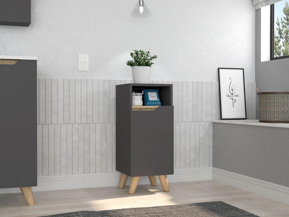 Gabinete De Baño Vicent color Plata Oscuro Y Cafe Claro Para Baño X2.
