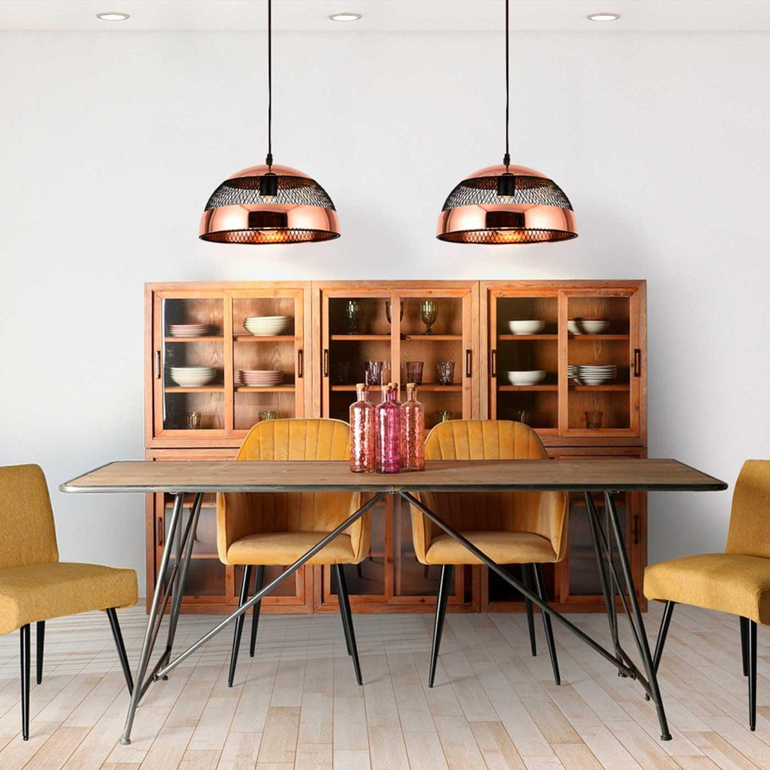 Lámpara Colgante Collage Aros, Negro y Cobre - VIRTUAL MUEBLES