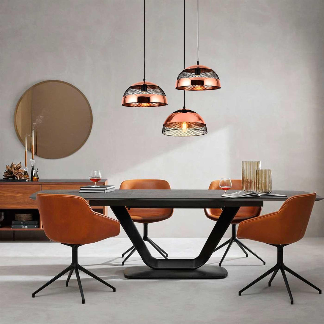 Lámpara Colgante Collage Aros, Negro y Cobre - VIRTUAL MUEBLES