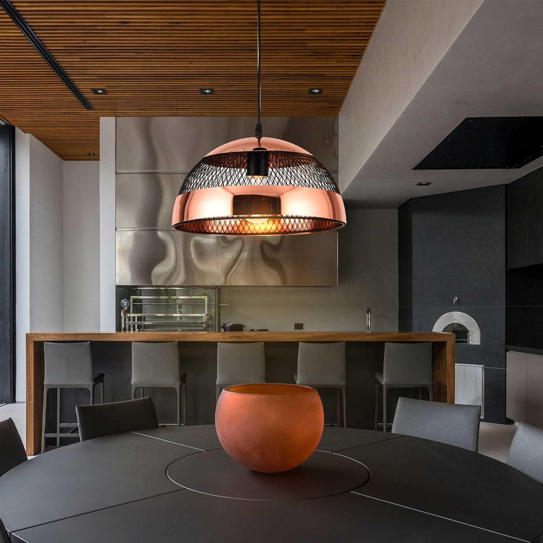 Lámpara Colgante Collage Aros, Negro y Cobre - VIRTUAL MUEBLES