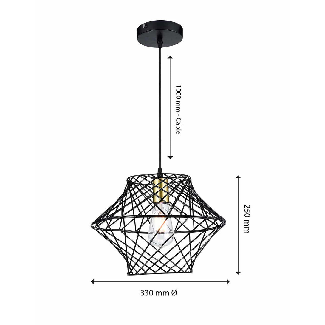 Lámpara Colgante Etana, Negro y Dorado - VIRTUAL MUEBLES