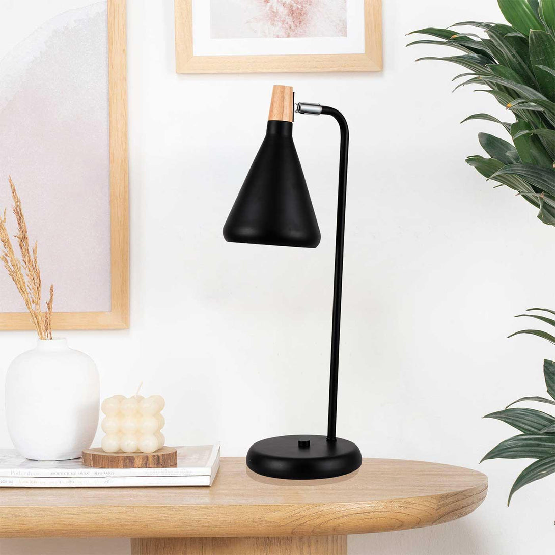 Lámpara de Mesa Clementina, Negro - VIRTUAL MUEBLES