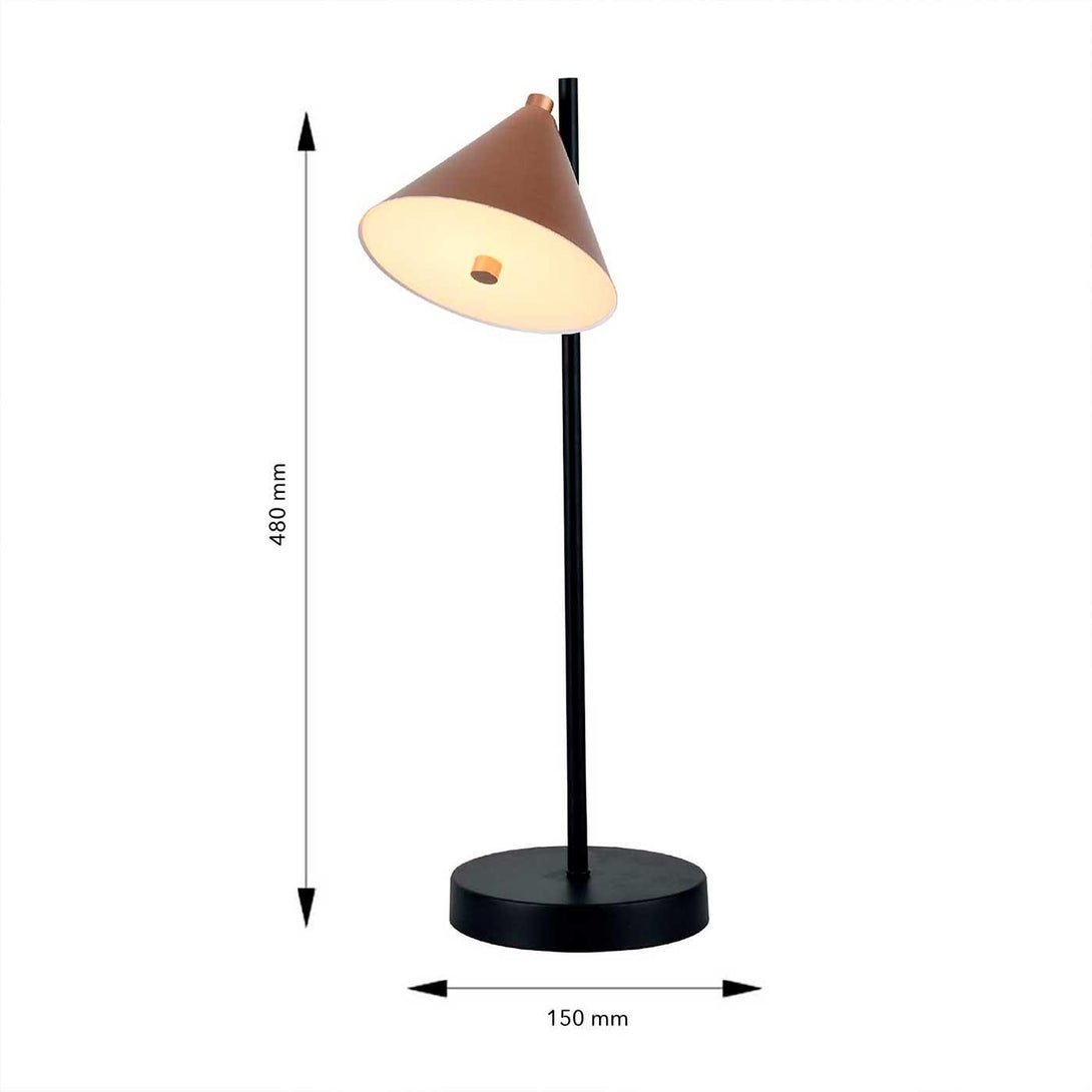 Lámpara de Mesa Charlotte , Cobre y Negro - VIRTUAL MUEBLES