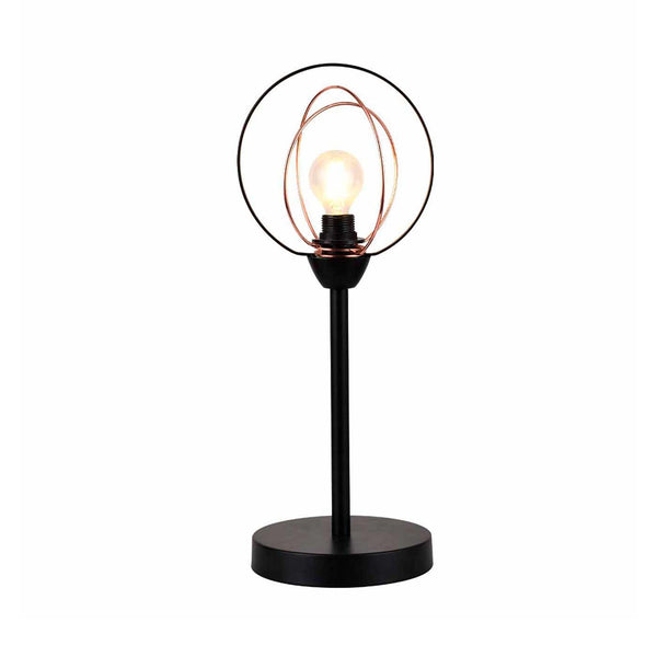 Lámpara de Mesa Aros, Negro y Cobre - VIRTUAL MUEBLES