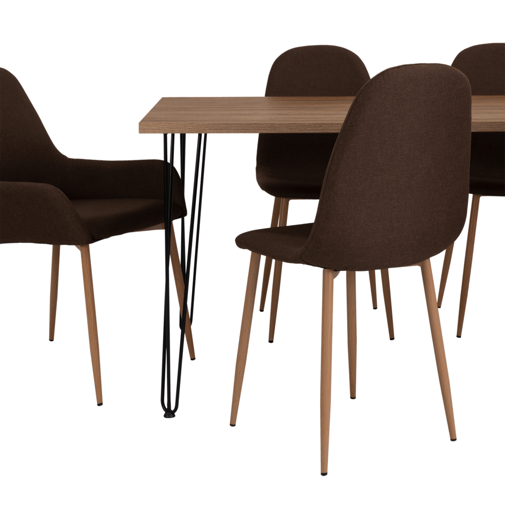 Combo Comedor Bomira, Miel, Chocolate y Café Claro, Incluye Comedor y 6 Sillas - VIRTUAL MUEBLES