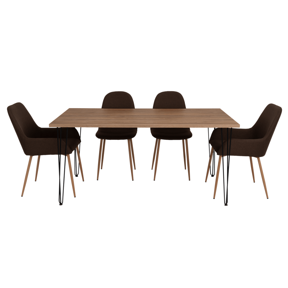 Combo Comedor Bomira, Miel, Chocolate y Café Claro, Incluye Comedor y 6 Sillas - VIRTUAL MUEBLES