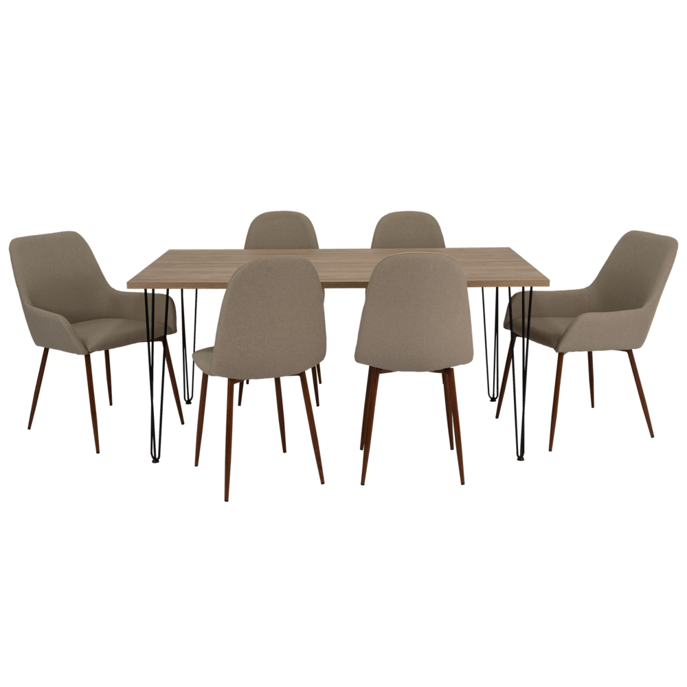 Combo Comedor Bomira, Miel, Café Claro y Chocolate, Incluye Comedor y 6 Sillas - VIRTUAL MUEBLES