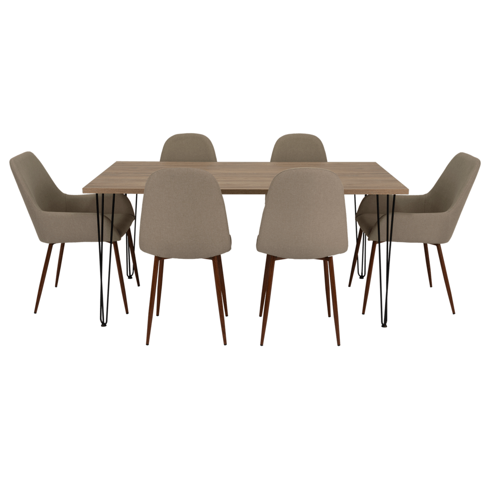 Combo Comedor Bomira, Miel, Café Claro y Chocolate, Incluye Comedor y 6 Sillas - VIRTUAL MUEBLES