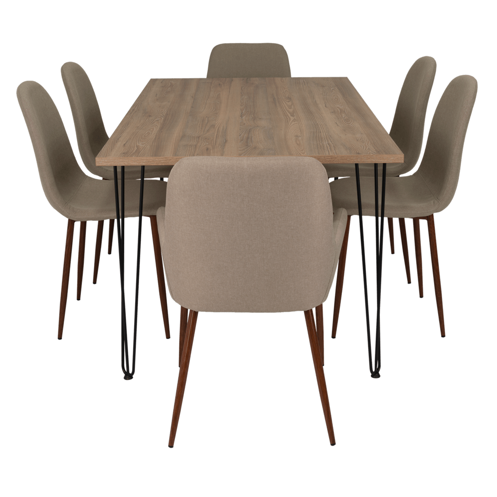 Combo Comedor Bomira, Miel, Café Claro y Chocolate, Incluye Comedor y 6 Sillas - VIRTUAL MUEBLES