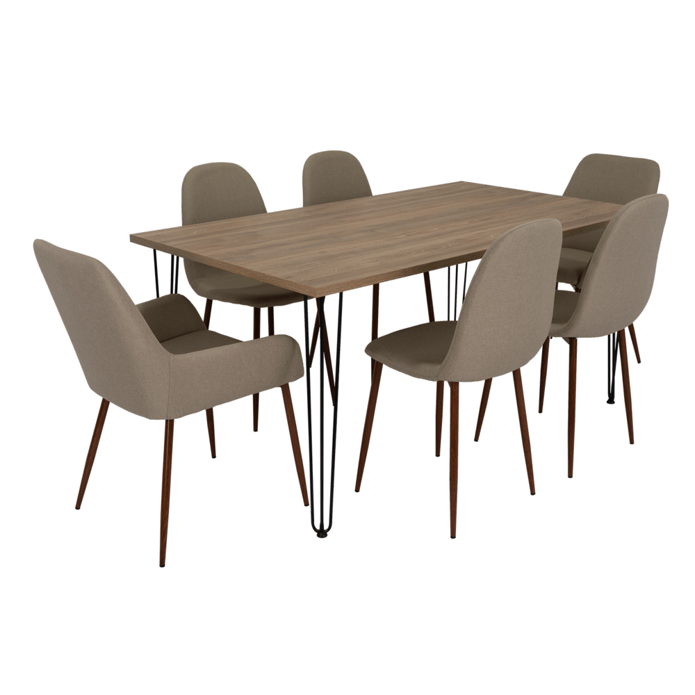Combo Comedor Bomira, Miel, Café Claro y Chocolate, Incluye Comedor y 6 Sillas - VIRTUAL MUEBLES