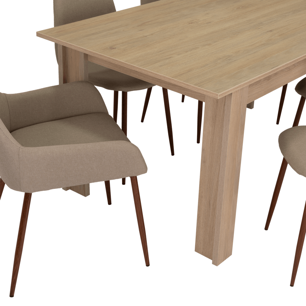 Combo Comedor Limea, Beige, Café Claro y Chocolate, Incluye Comedor y 6 Sillas - VIRTUAL MUEBLES
