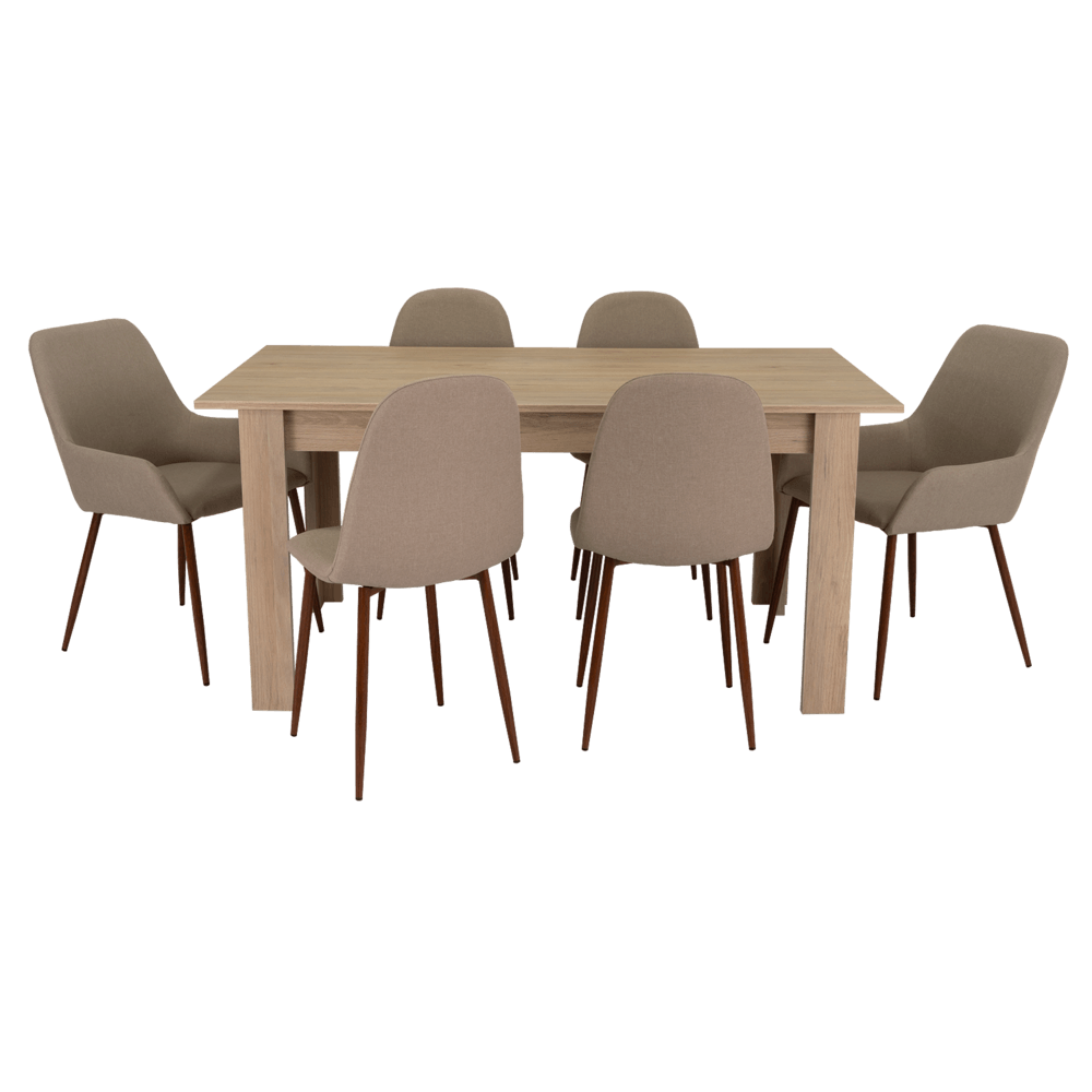 Combo Comedor Limea, Beige, Café Claro y Chocolate, Incluye Comedor y 6 Sillas - VIRTUAL MUEBLES