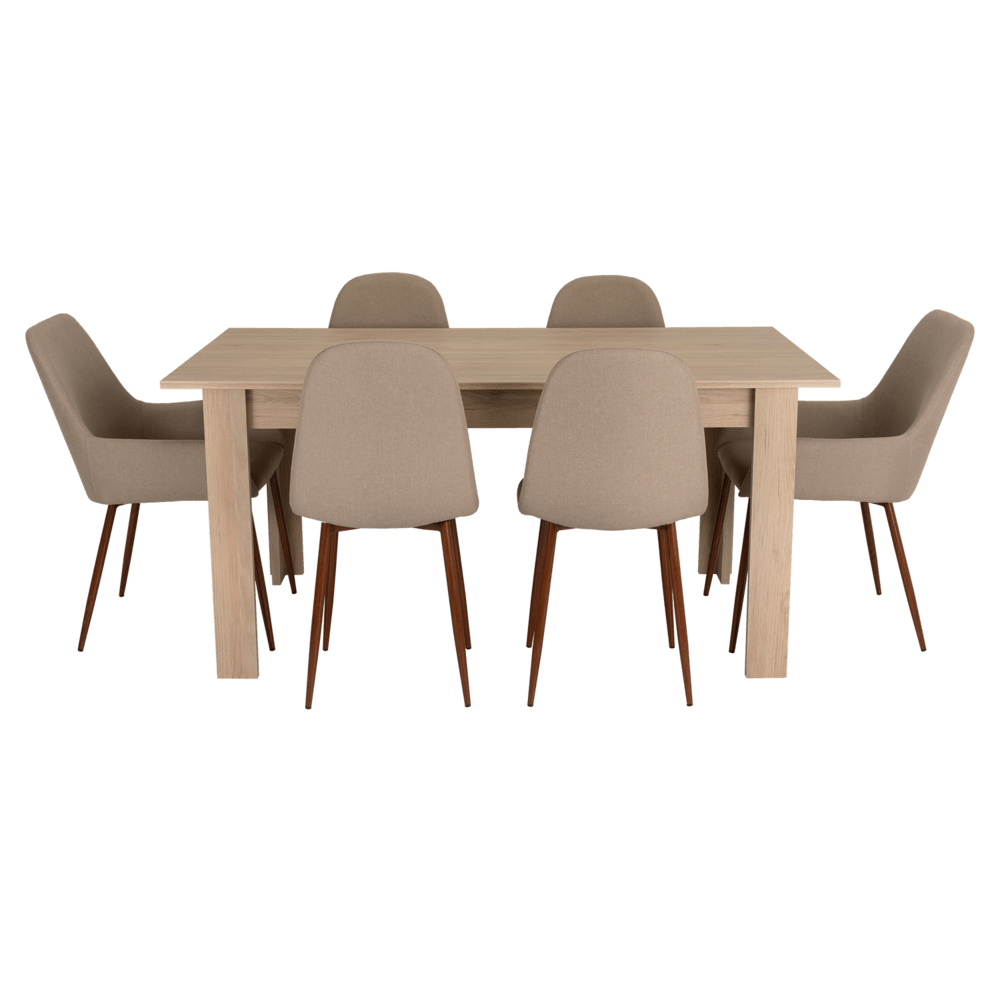 Combo Comedor Limea, Beige, Café Claro y Chocolate, Incluye Comedor y 6 Sillas - VIRTUAL MUEBLES