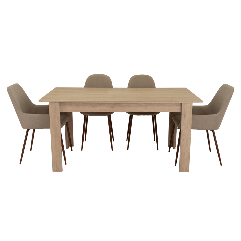 Combo Comedor Limea, Beige, Café Claro y Chocolate, Incluye Comedor y 6 Sillas - VIRTUAL MUEBLES