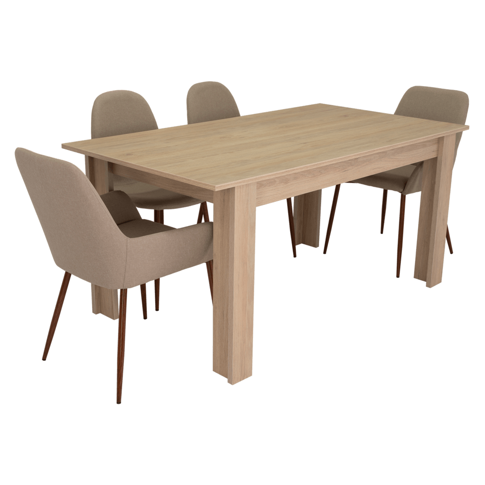 Combo Comedor Limea, Beige, Café Claro y Chocolate, Incluye Comedor y 6 Sillas - VIRTUAL MUEBLES