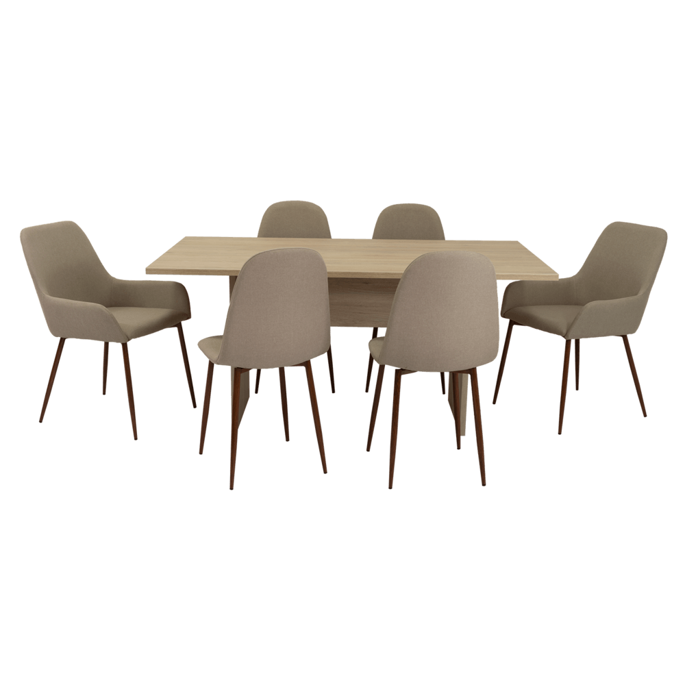 Combo Comedor Demby, Beige, Café Claro y Chocolate, Incluye Comedor y 6 Sillas - VIRTUAL MUEBLES