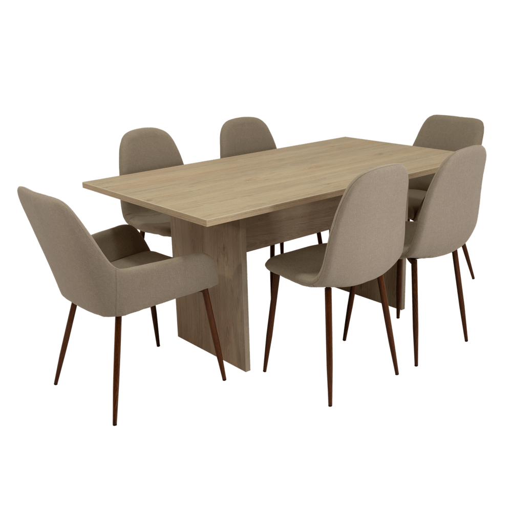 Combo Comedor Demby, Beige, Café Claro y Chocolate, Incluye Comedor y 6 Sillas - VIRTUAL MUEBLES