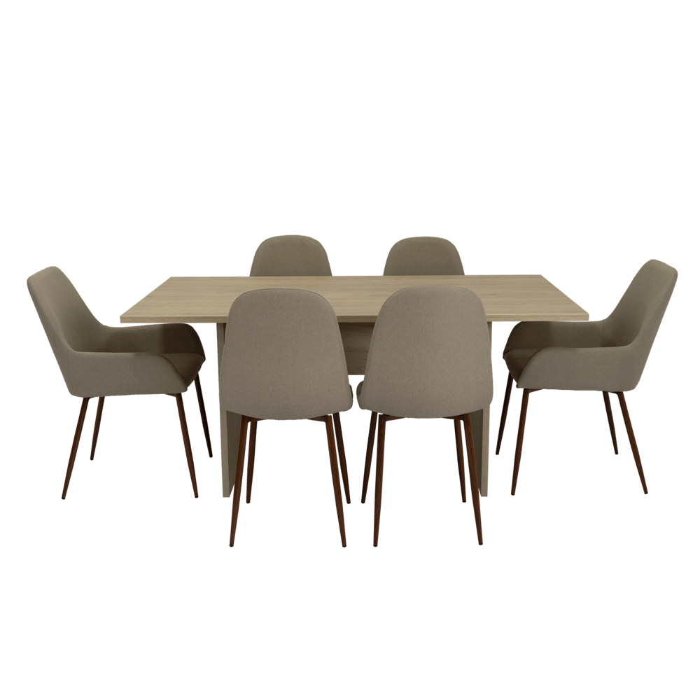 Combo Comedor Demby, Beige, Café Claro y Chocolate, Incluye Comedor y 6 Sillas - VIRTUAL MUEBLES