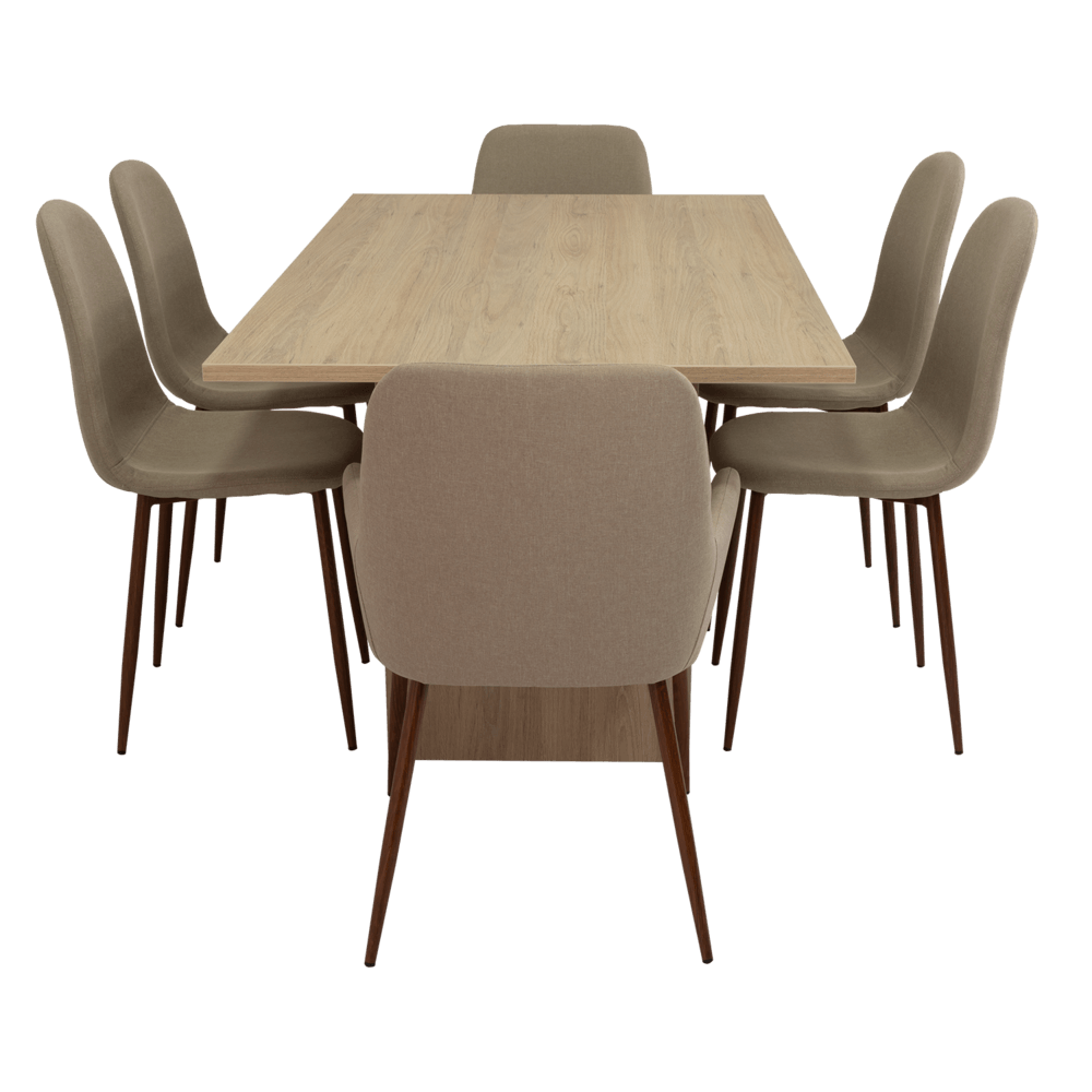 Combo Comedor Demby, Beige, Café Claro y Chocolate, Incluye Comedor y 6 Sillas - VIRTUAL MUEBLES